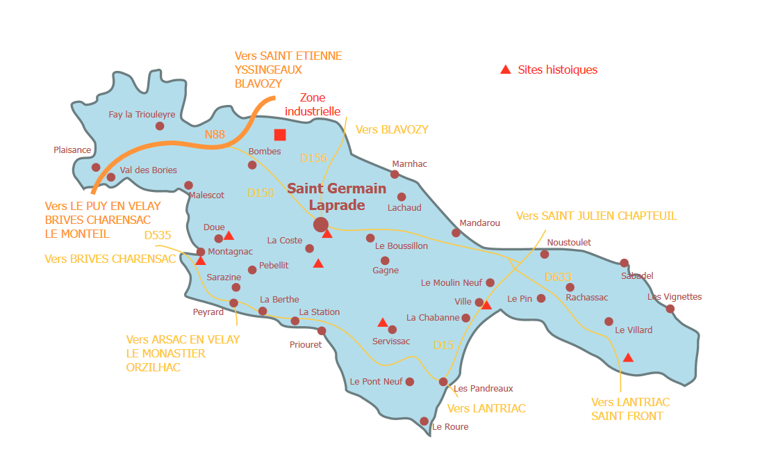 Carte de la commune de Saint-Germain-Laprade